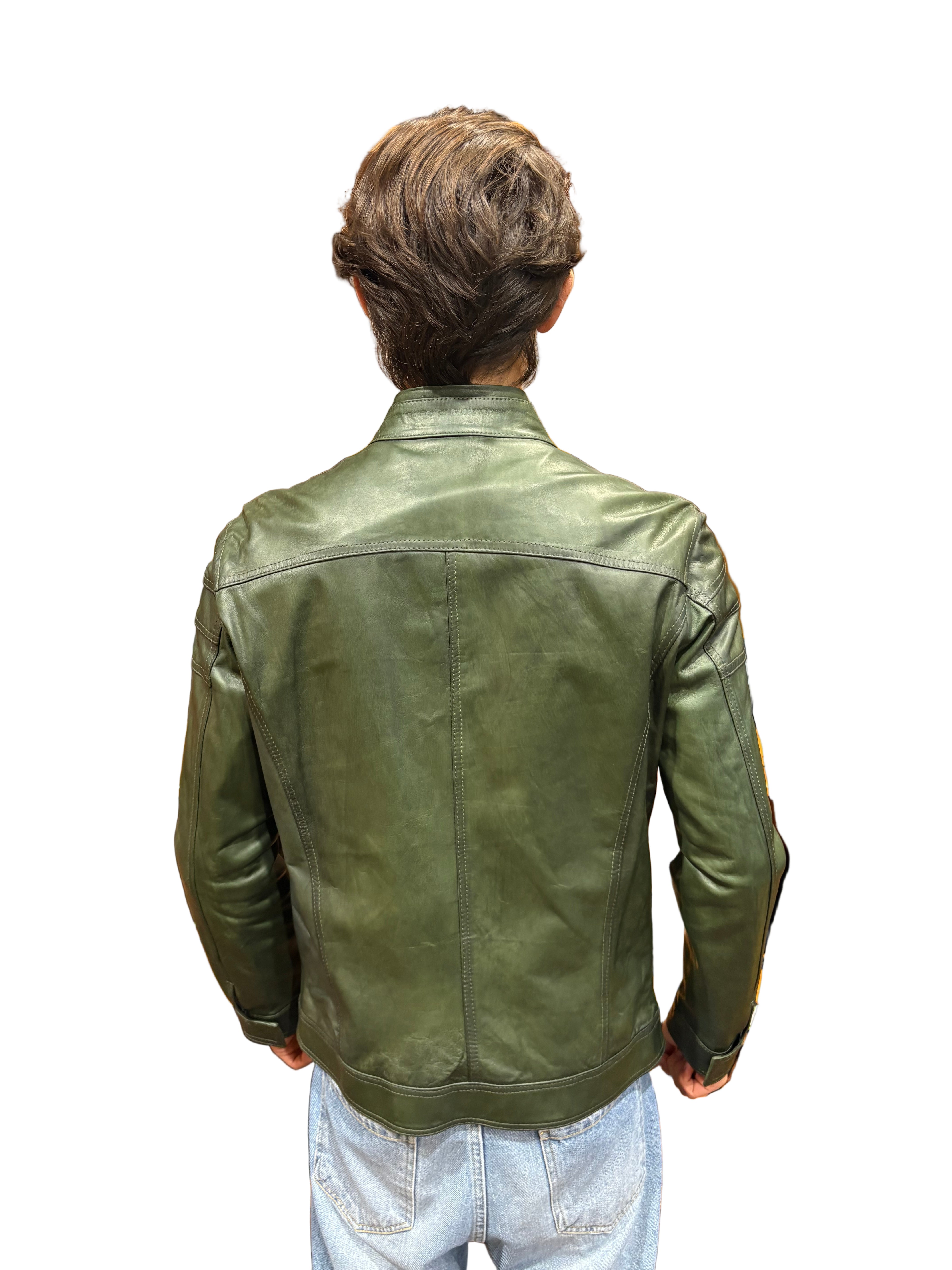 Pegaso Tuscany Green Hand-Painted Men's Leather Jacket