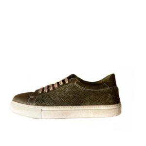 Sneaker in pelle intrecciata da uomo pelletteria allegrini 1411 kaki
