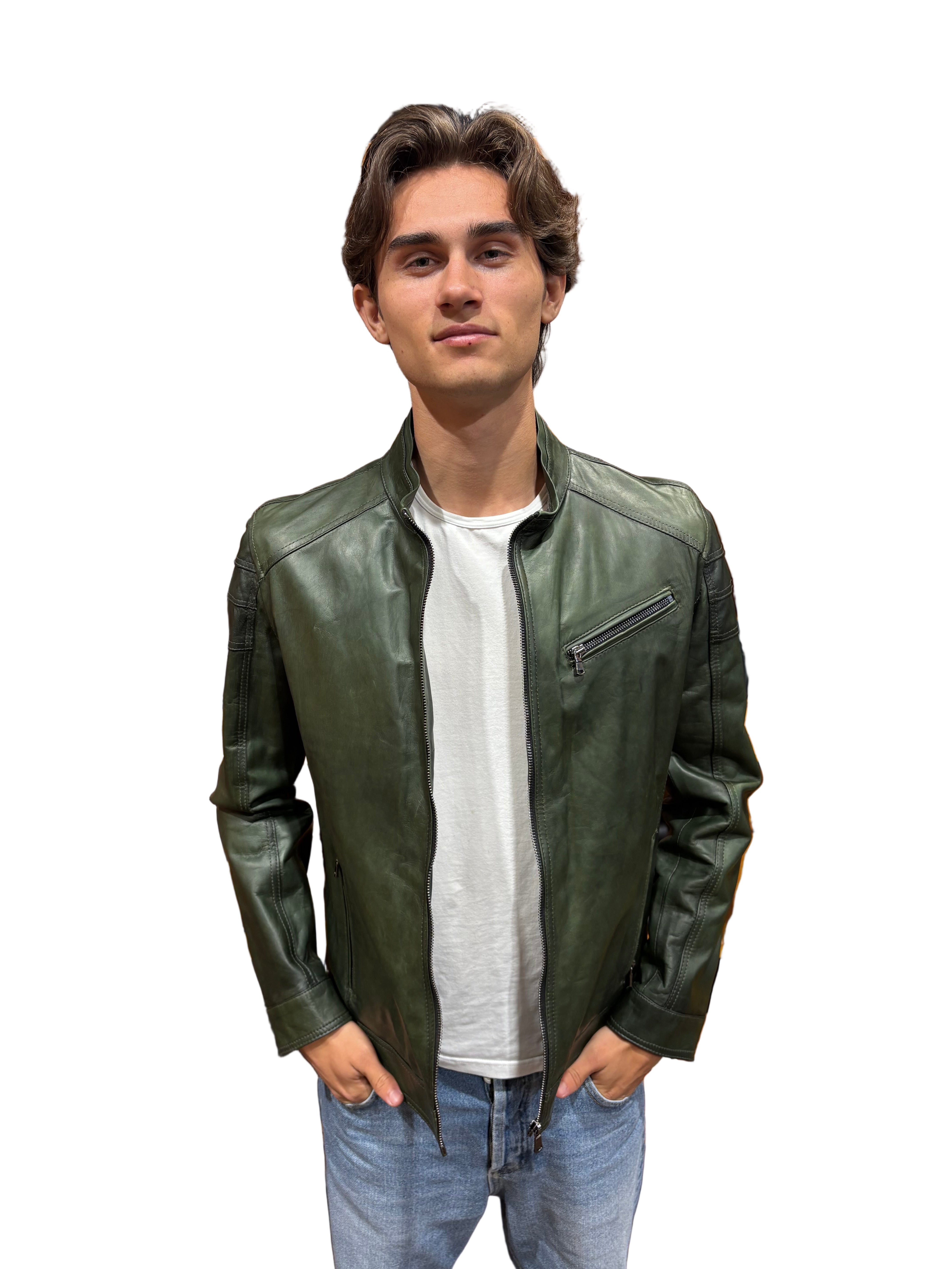 Pegaso Tuscany Green Hand-Painted Men's Leather Jacket