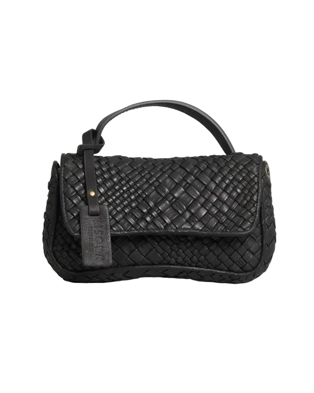 Borsa piccola baguette Esmeralda in pelle intrecciata 20323 nero