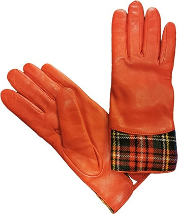 Guanto donna nappa e tartan Pelletteria allegrini 234/TESS rosso/tartan