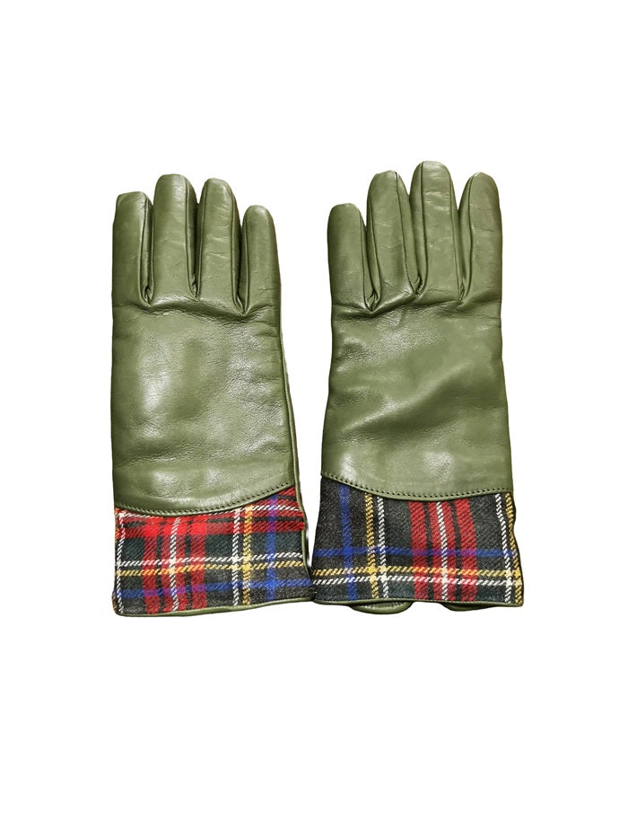 Guanto donna nappa e tartan Pelletteria Allegrini 234/TESS Verde/Tartan