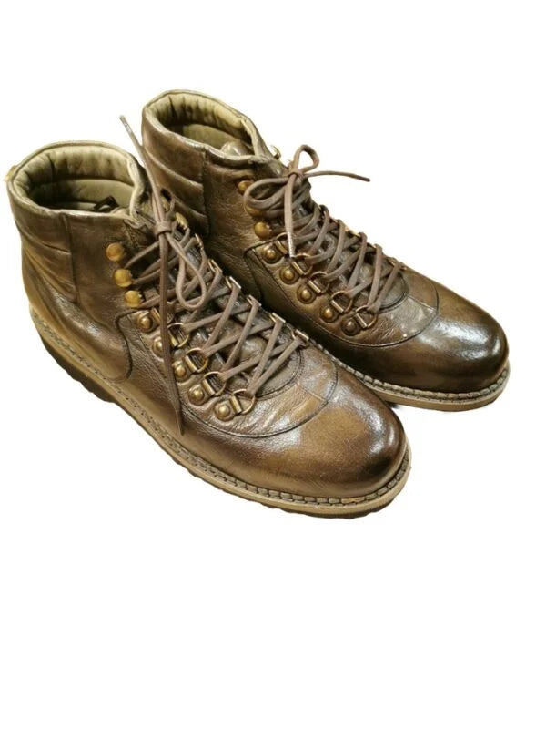Stivale stringato da uomo in pelle Pelletteria Allegrini 4850 Bosco