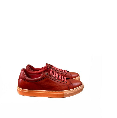 Sneakers bassa da uomo in pelle pelletteria allegrini filippo 8073 ciliegia