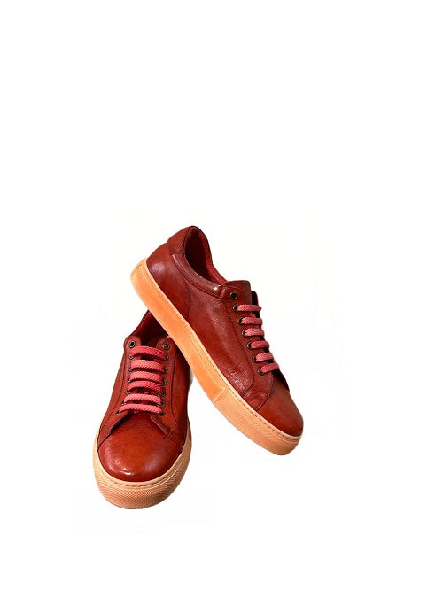 Sneakers bassa da uomo in pelle pelletteria allegrini filippo 8073 ciliegia