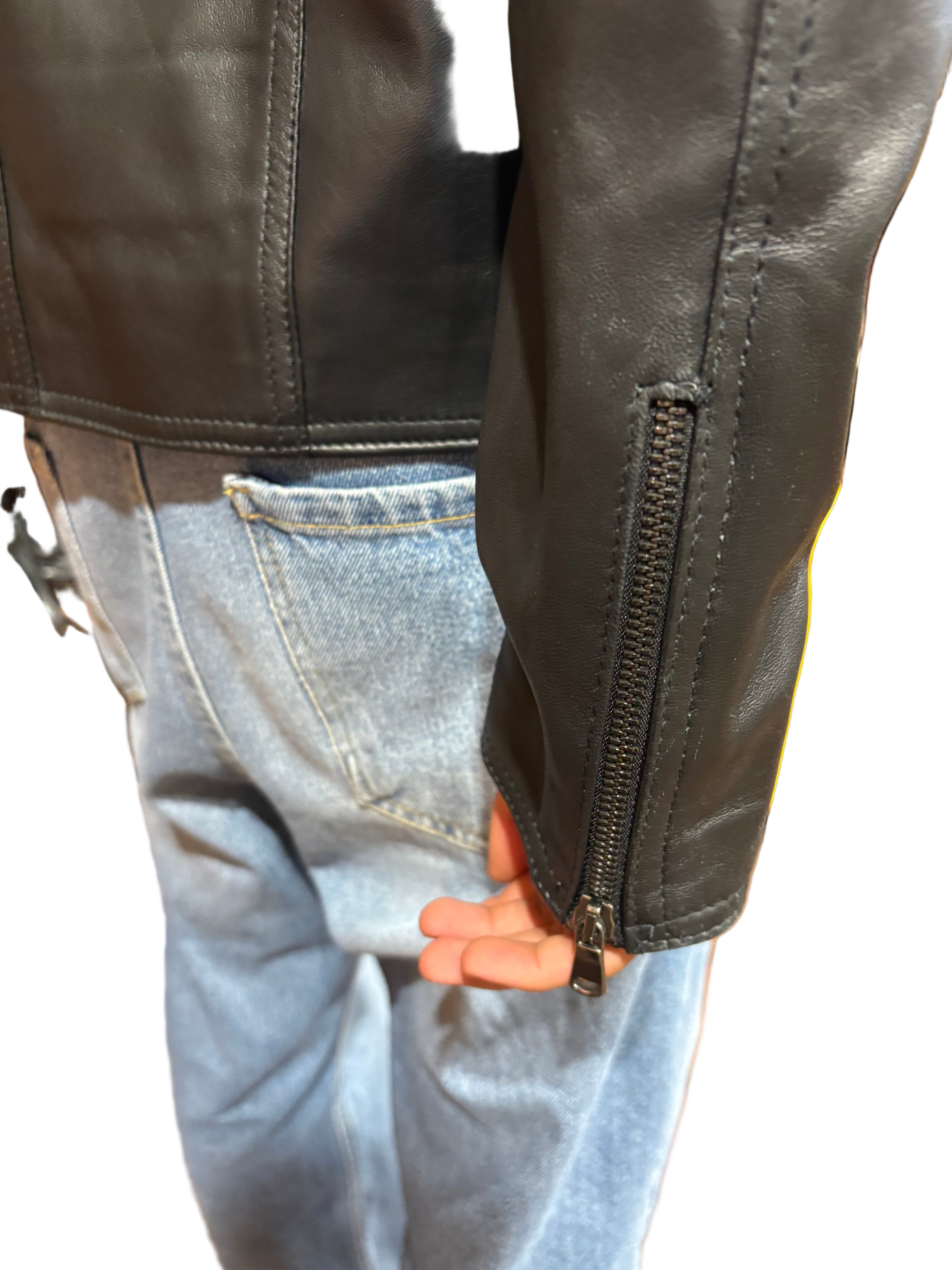 Allegrini Monster men's leather jacket, black