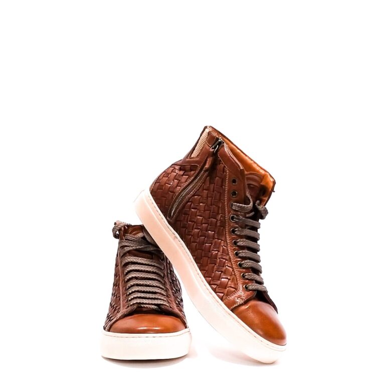 Sneakers alta intrecciata da uomo in pelle Pelletteria Allegrini 9777 coker