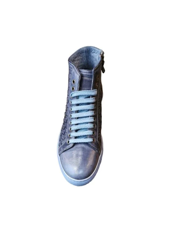 Sneakers alta intrecciata da uomo in pelle Pelletteria Allegrini 9777 Jeans