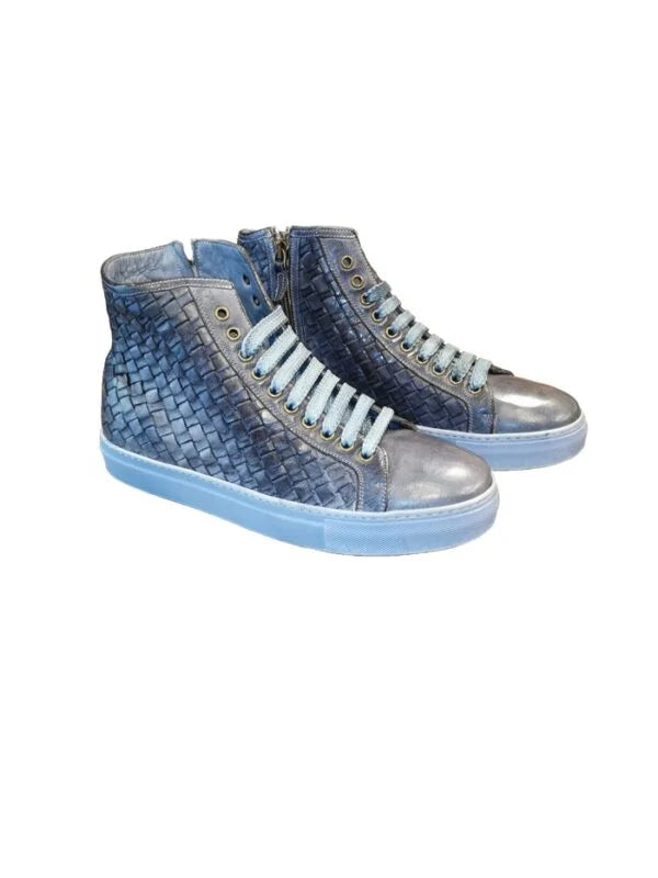 Sneakers alta intrecciata da uomo in pelle Pelletteria Allegrini 9777 Jeans