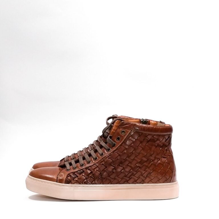 Sneakers alta intrecciata da uomo in pelle Pelletteria Allegrini 9777 coker