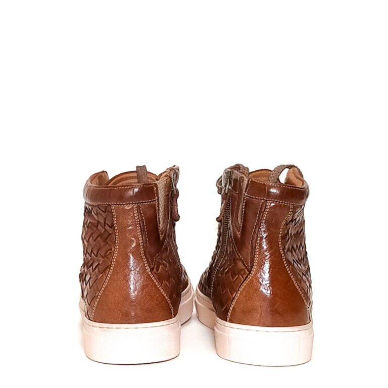 Sneakers alta intrecciata da uomo in pelle Pelletteria Allegrini 9777 coker