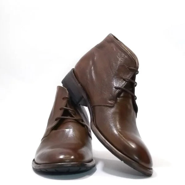 Men's Buffalo Leather Ankle Boot by Pelletteria Allegrini A477 Moor