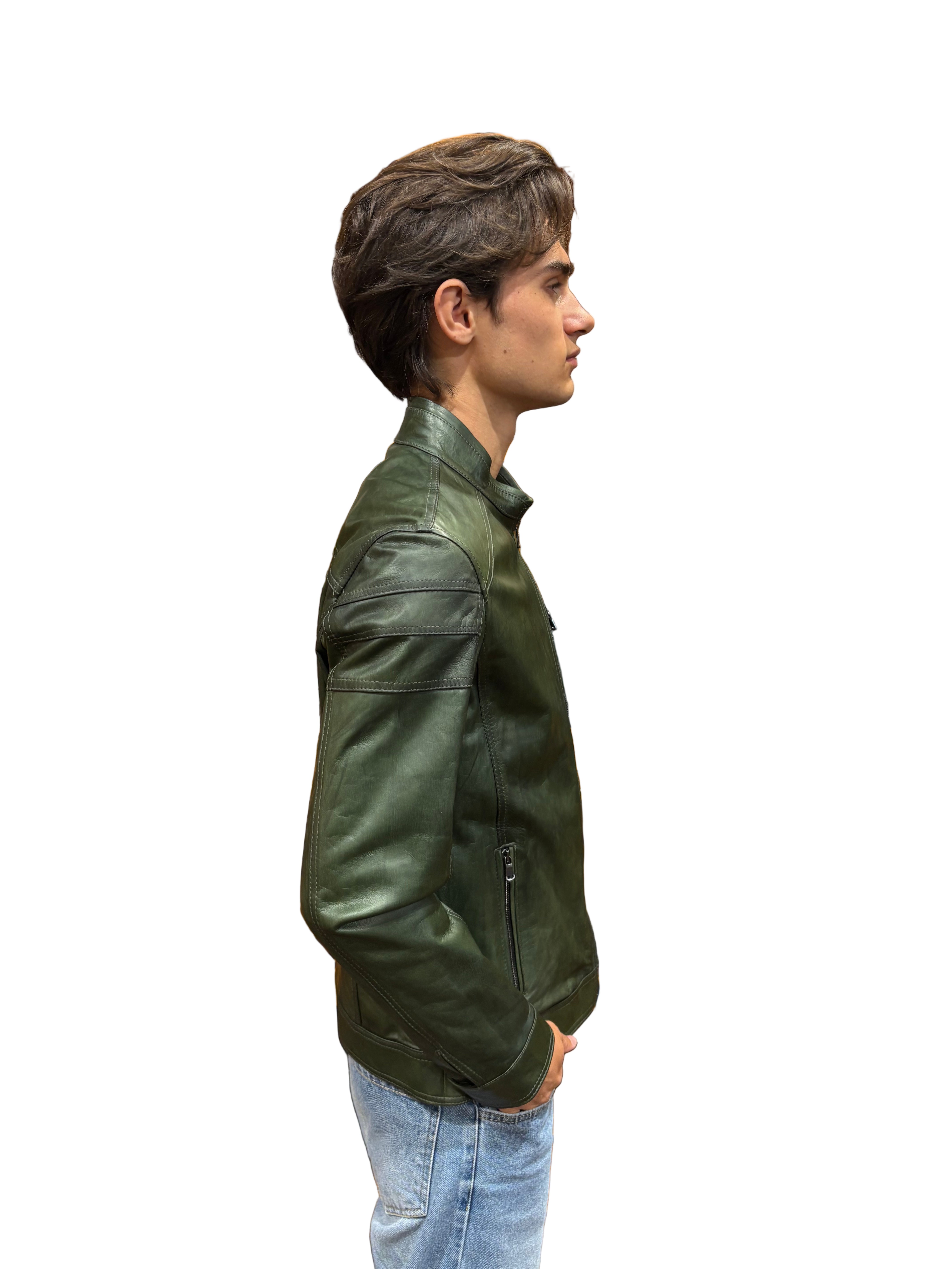 Pegaso Tuscany Green Hand-Painted Men's Leather Jacket