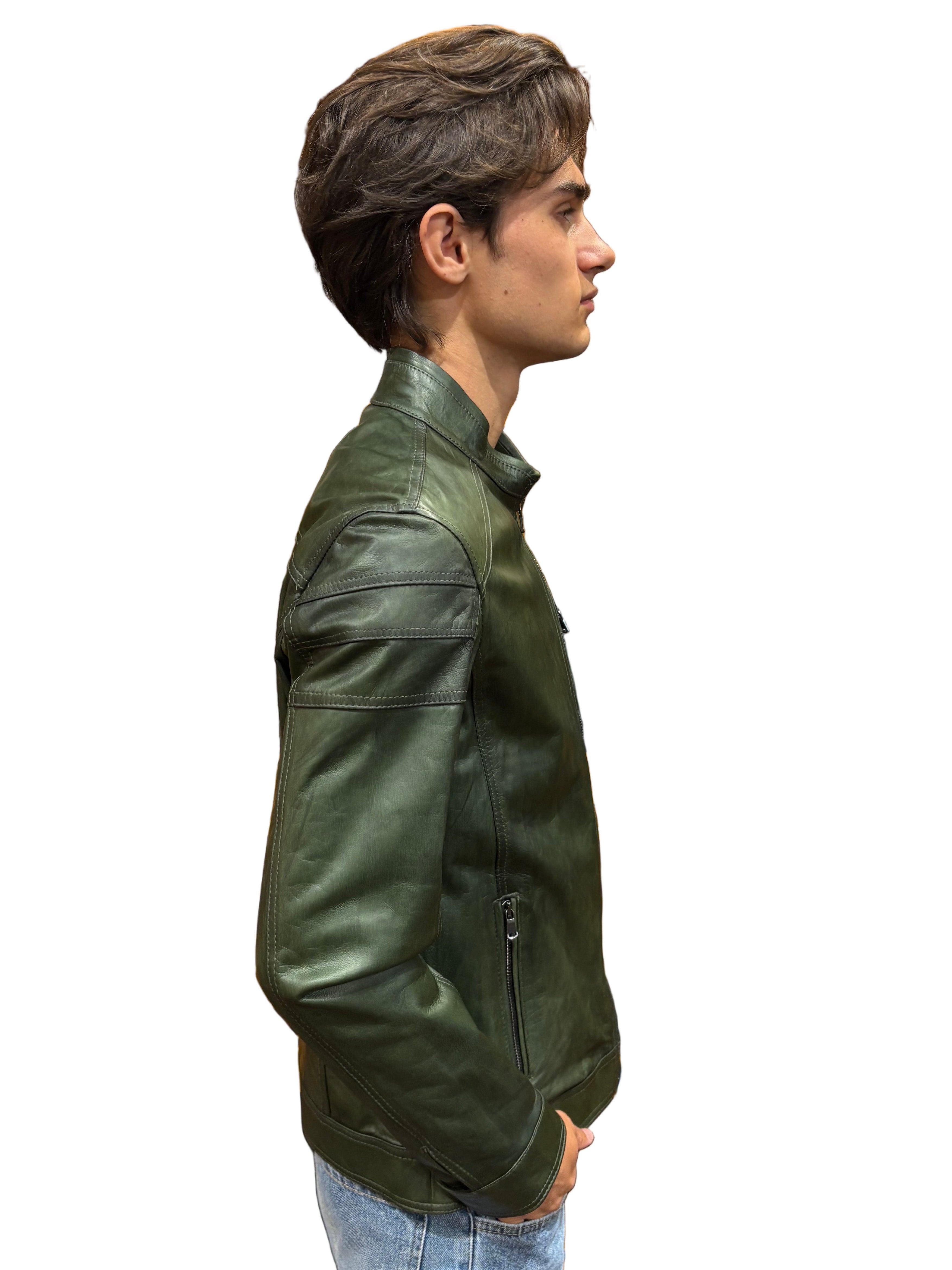Pegaso Tuscany Green Hand-Painted Men's Leather Jacket