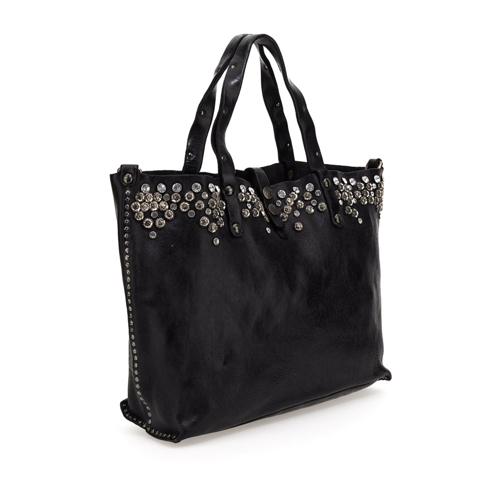 Borsa shopping Bella di Notte con manici e tracolla Campomaggi C000290ND-X0038 Nero
