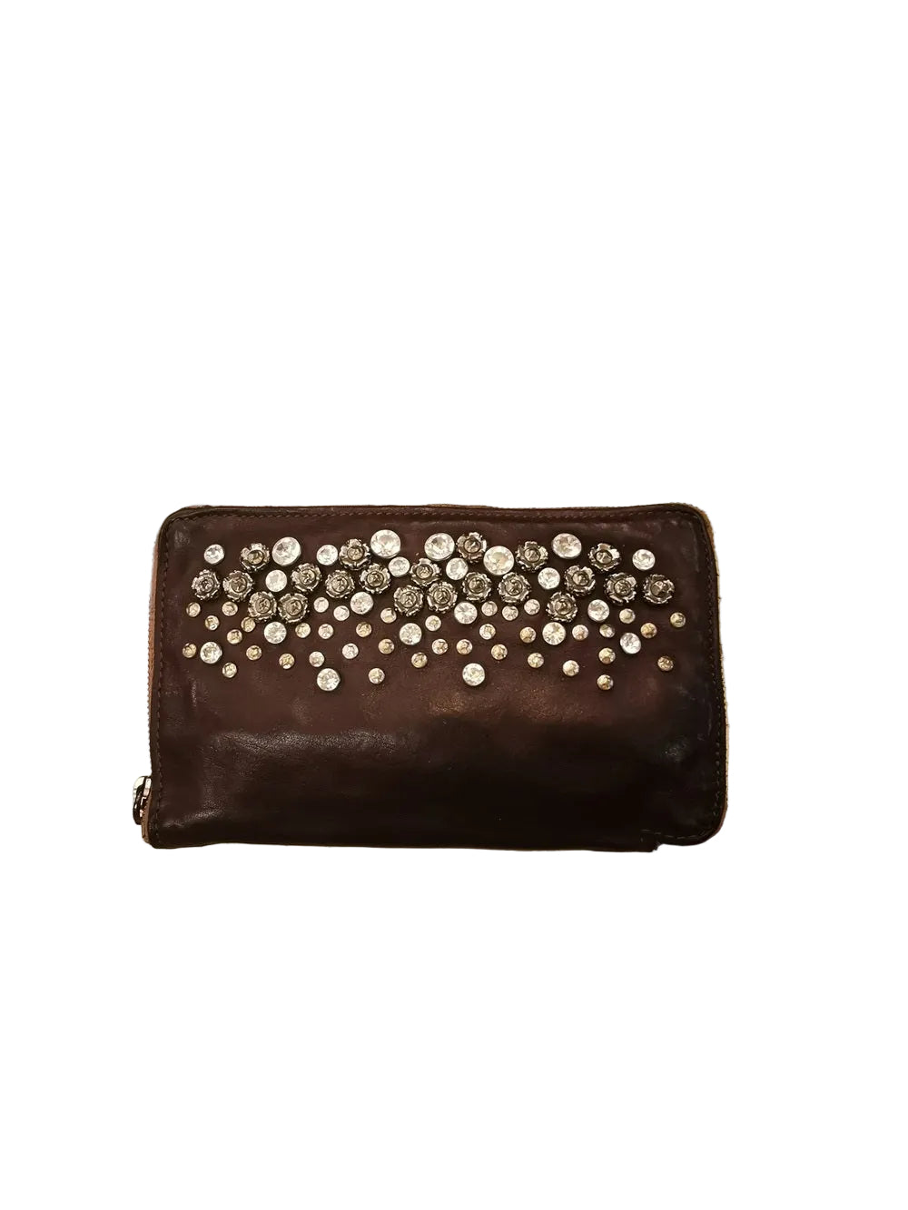 Campomaggi C003570ND-X0038 Women's Large Studded Wallet Dark Brown