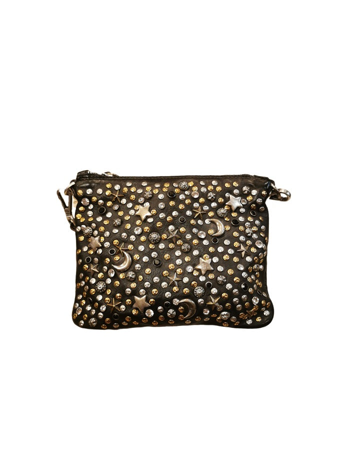 Bustina con rivetti Bella di Notte in pelle Campomaggi C005800ND-X2767 nero