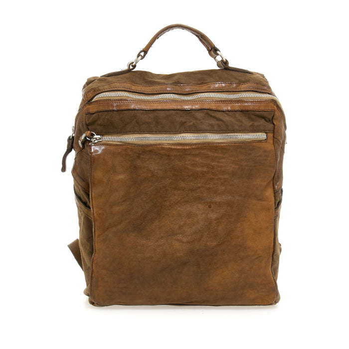 Zaino Eriks in canvas e pelle Campomaggi C037460ND X2464 verde militare