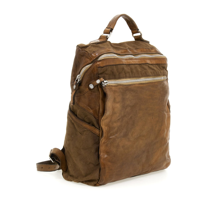 Zaino Eriks in canvas e pelle Campomaggi C037460ND X2464 verde militare