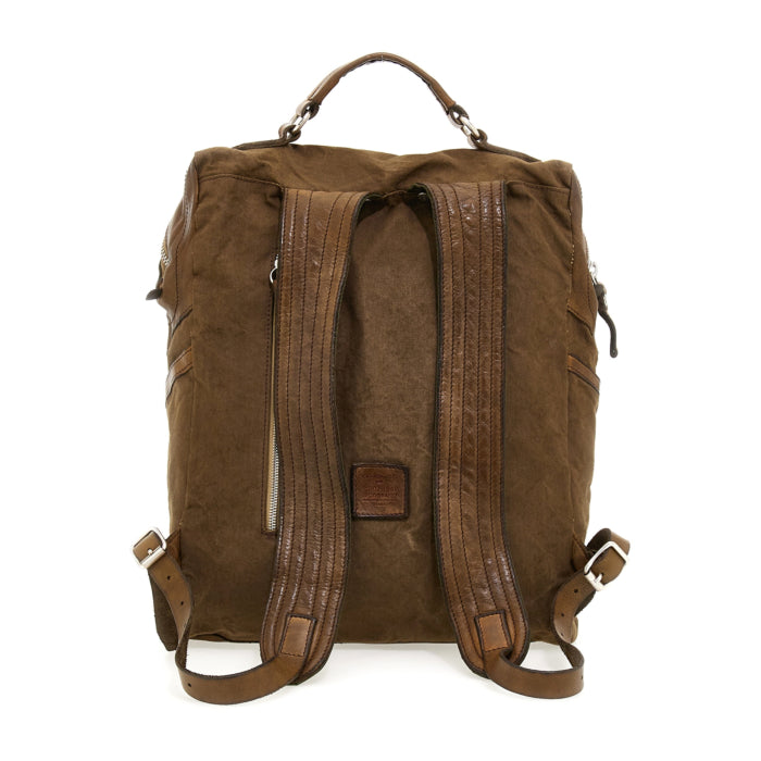 Zaino Eriks in canvas e pelle Campomaggi C037460ND X2464 verde militare