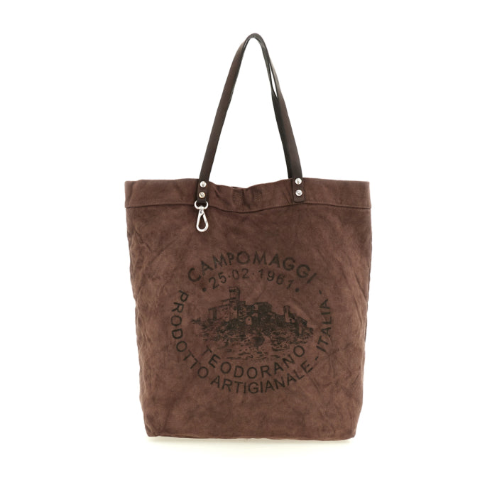 Shopping Filodendro canvas e pelle Campomaggi C043430ND X2968 naturale/tinto grigio