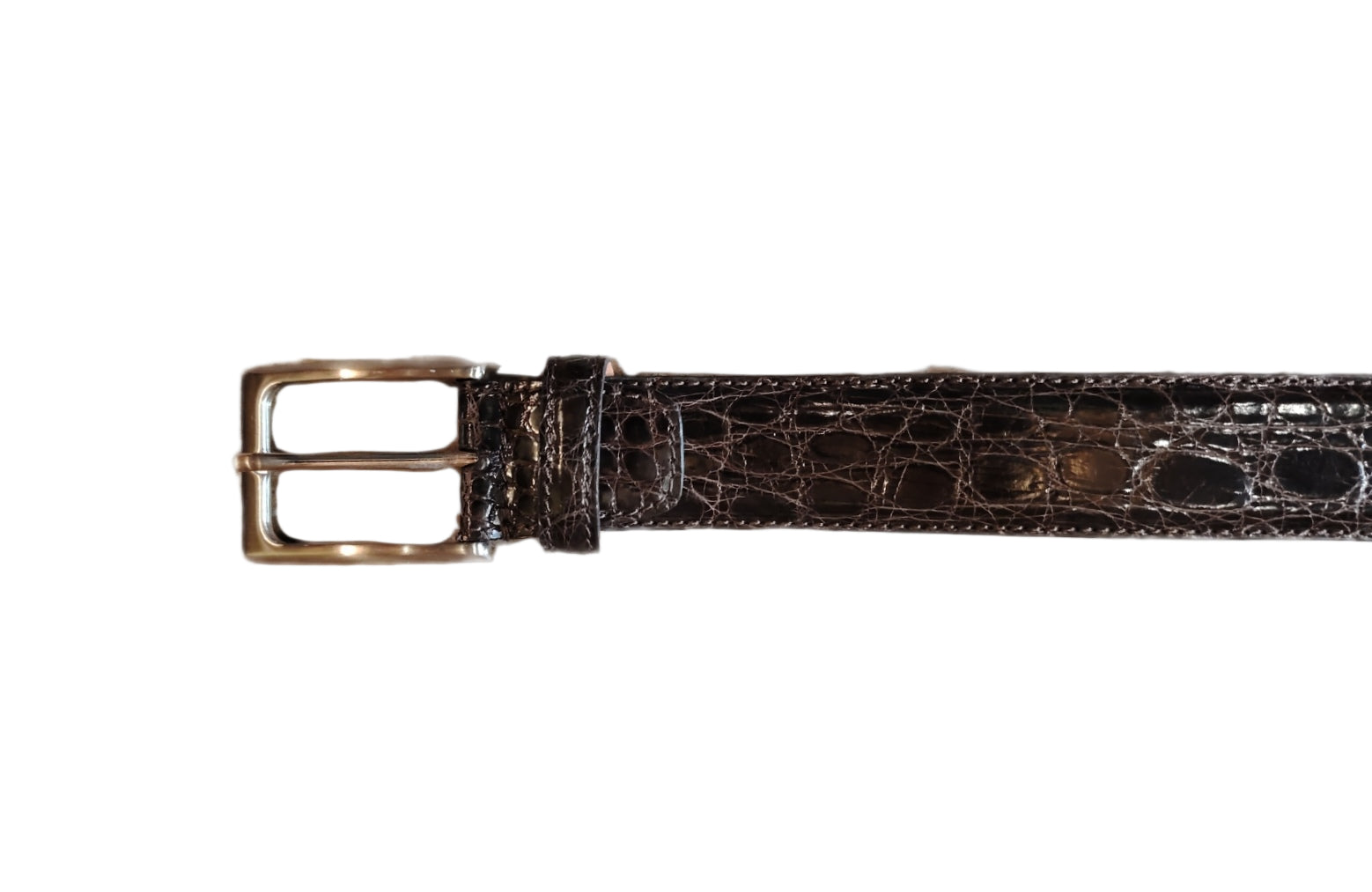 Men's genuine crocodile belt C102COC dark brown
