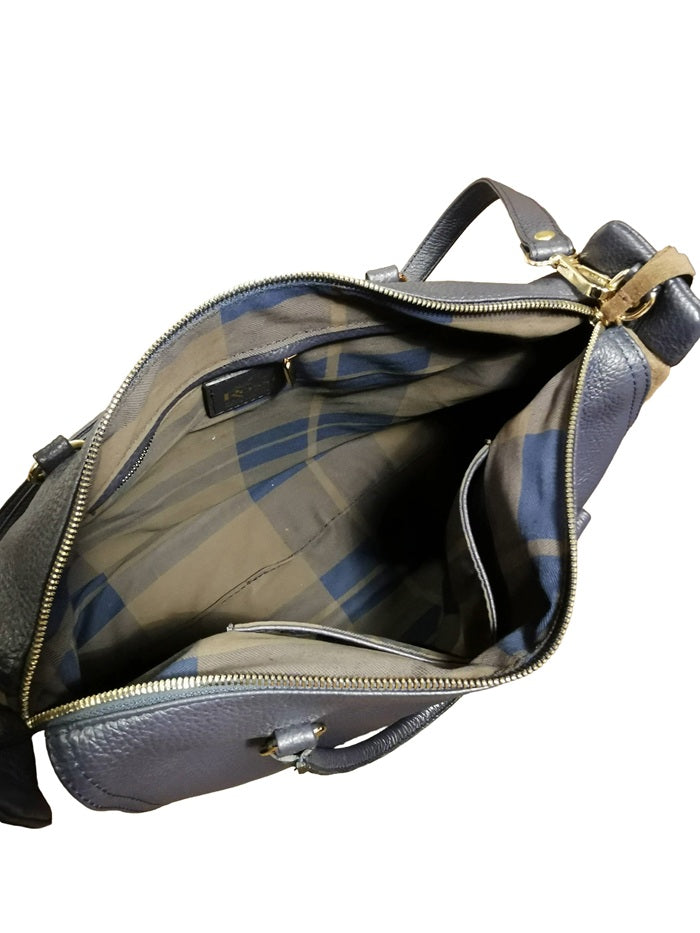 Leather and Suede Bag Bruno Rossi C26/G Ocean/Coffee