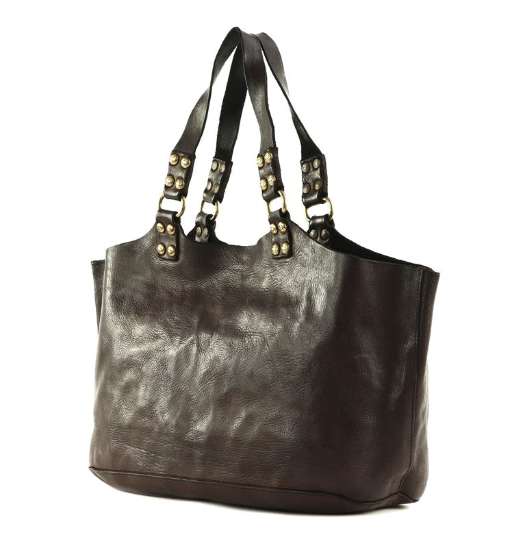 Borsa a spalla in pelle Campomaggi C036320ND X0001 testa di moro