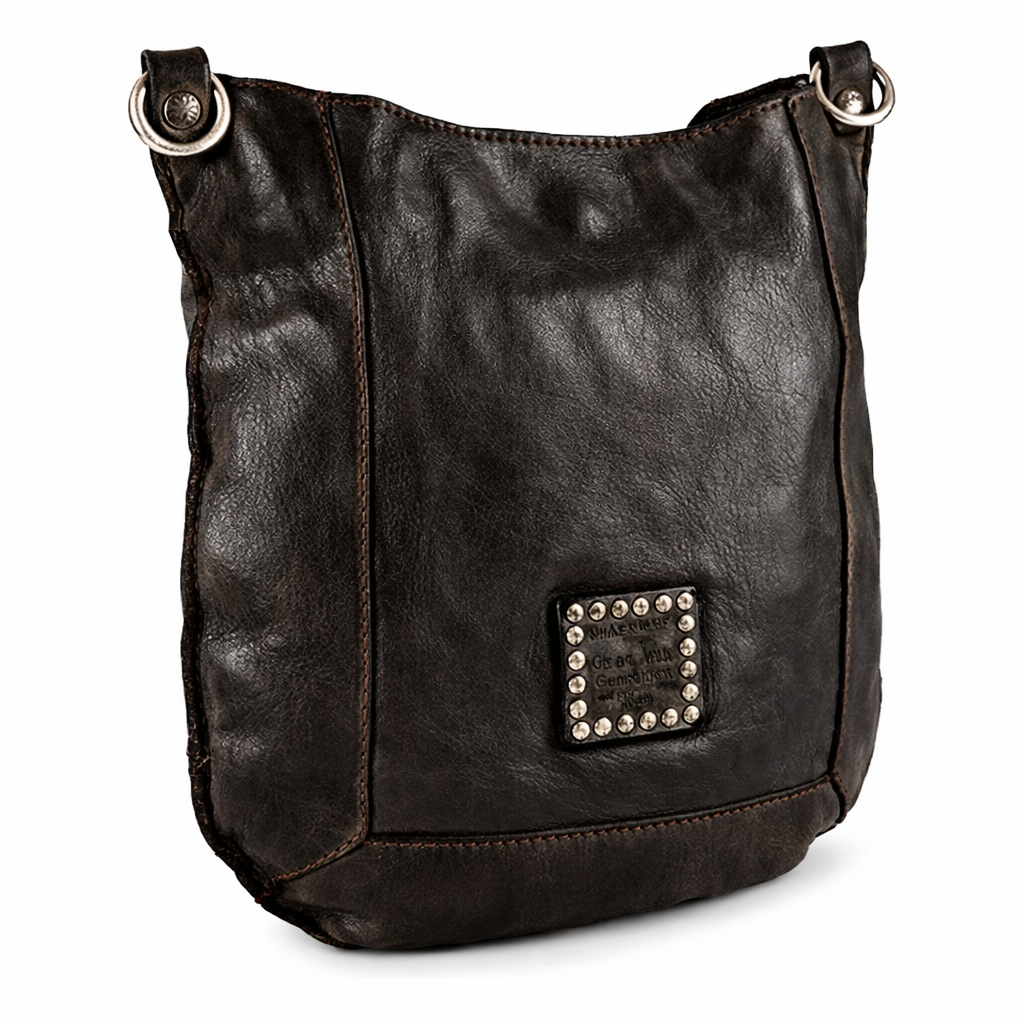 Tracolla Nora in pelle strass+fiori Campomaggi C035340ND X3037 testa di moro