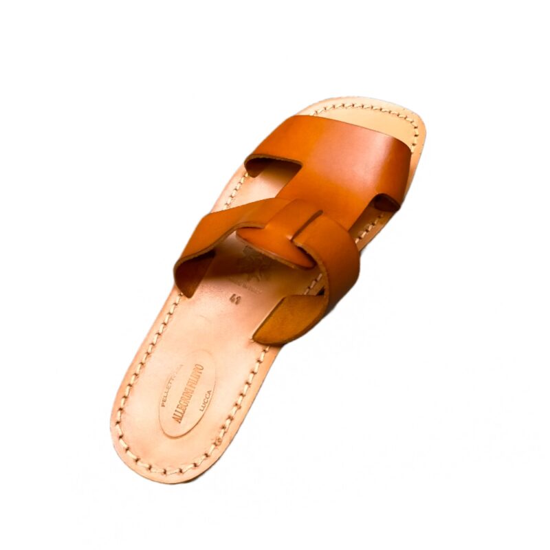 Ciabatta in cuoio con fascia uomo Pelletteria Allegrini Filippo 523U cuoio