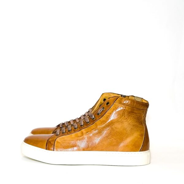 Sneakers alta da donna in pelle Pelletteria Allegrini D665 Cuoio