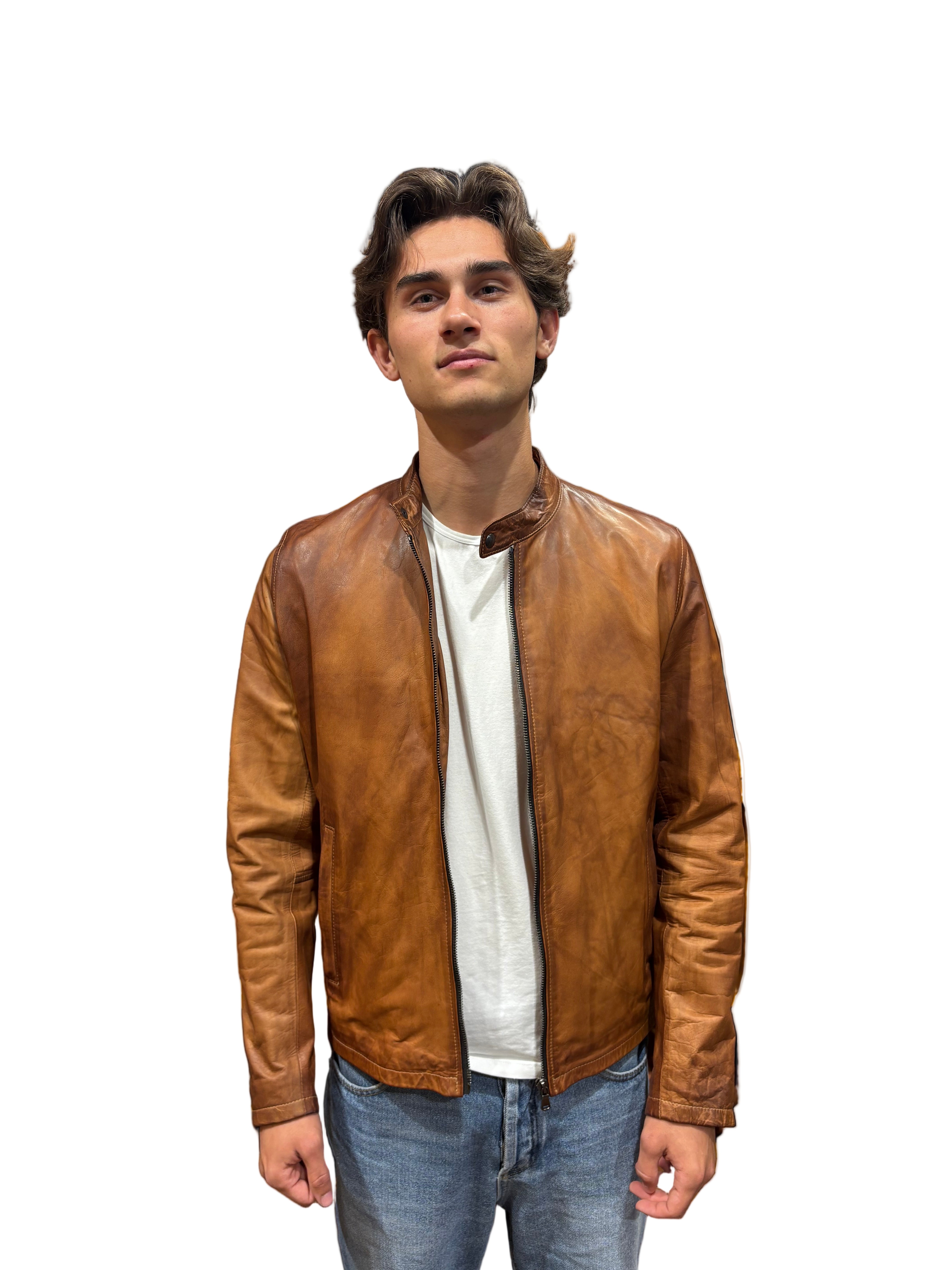 leather jacket leather goods allegrini pegaso grain leather