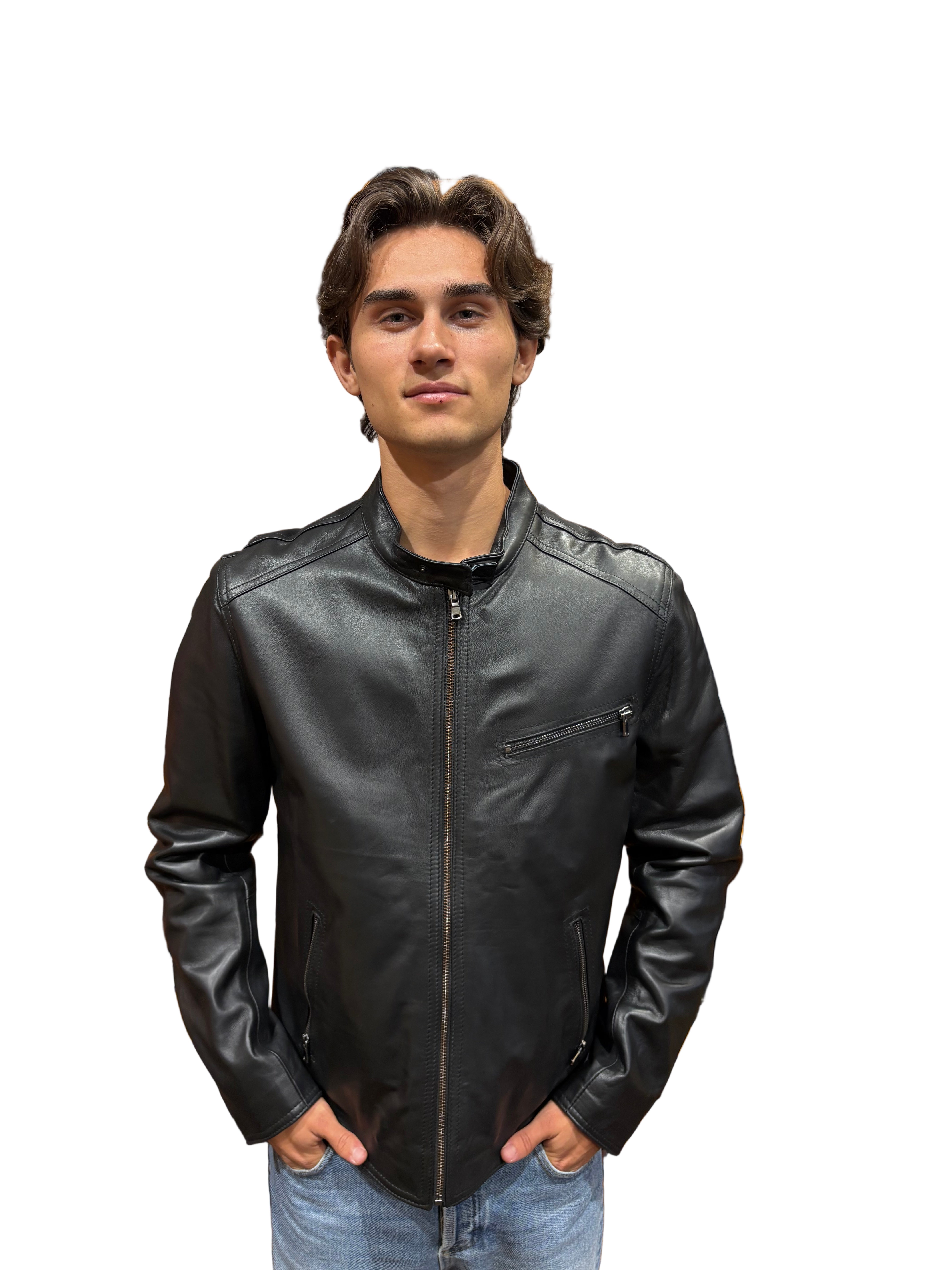 Allegrini Monster men's leather jacket, black
