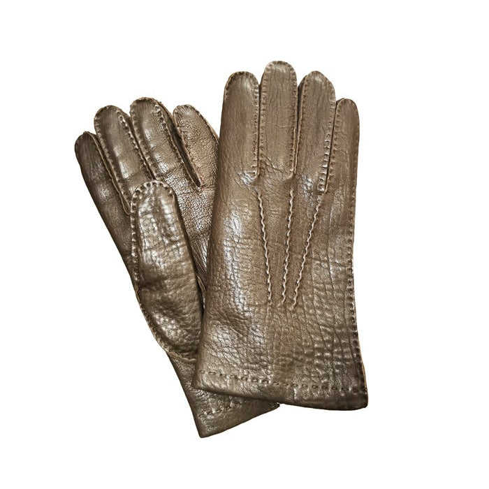 Men's leather gloves elephant pattern Pelletteria Allegrini Filippo G2211U Dark Brown