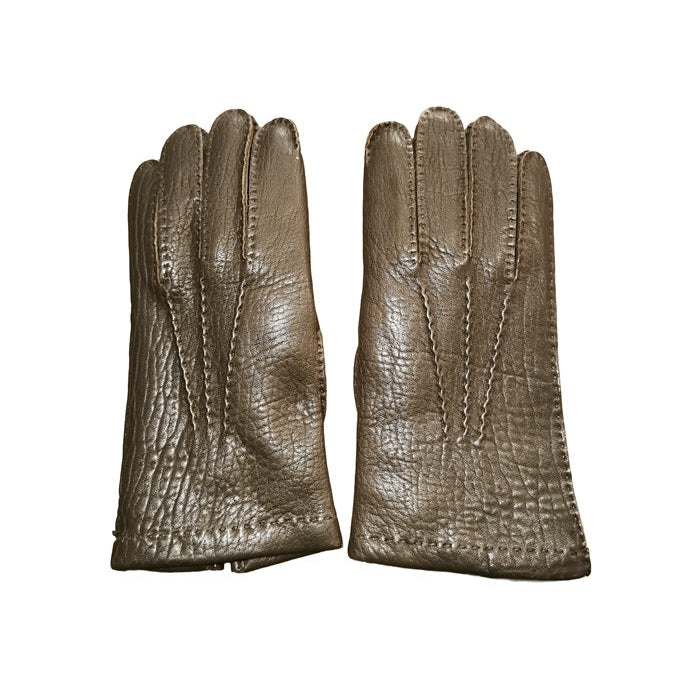 Men's leather gloves elephant pattern Pelletteria Allegrini Filippo G2211U Dark Brown