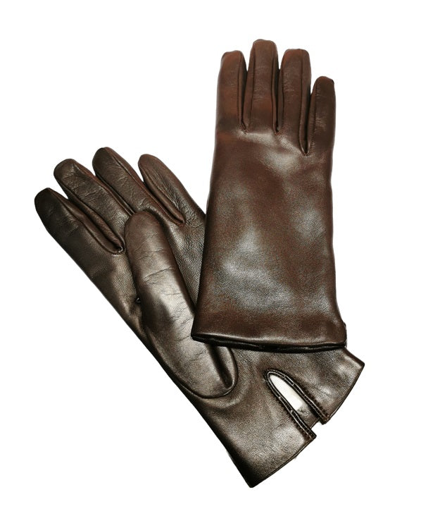 Guanto donna liscio in pelle fodera lapin G303L Marrone