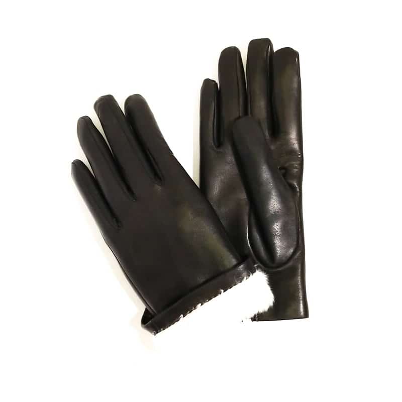 Guanto donna liscio in pelle fodera lapin G303L Nero