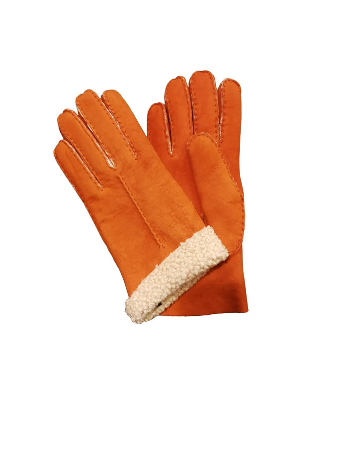 Guanto donna in camoscio e lana merinos Pelletteria Allegrini g307 Arancio
