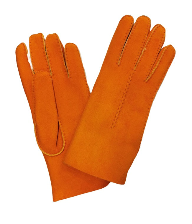 Guanto donna in camoscio e lana merinos Pelletteria Allegrini g307 Arancio