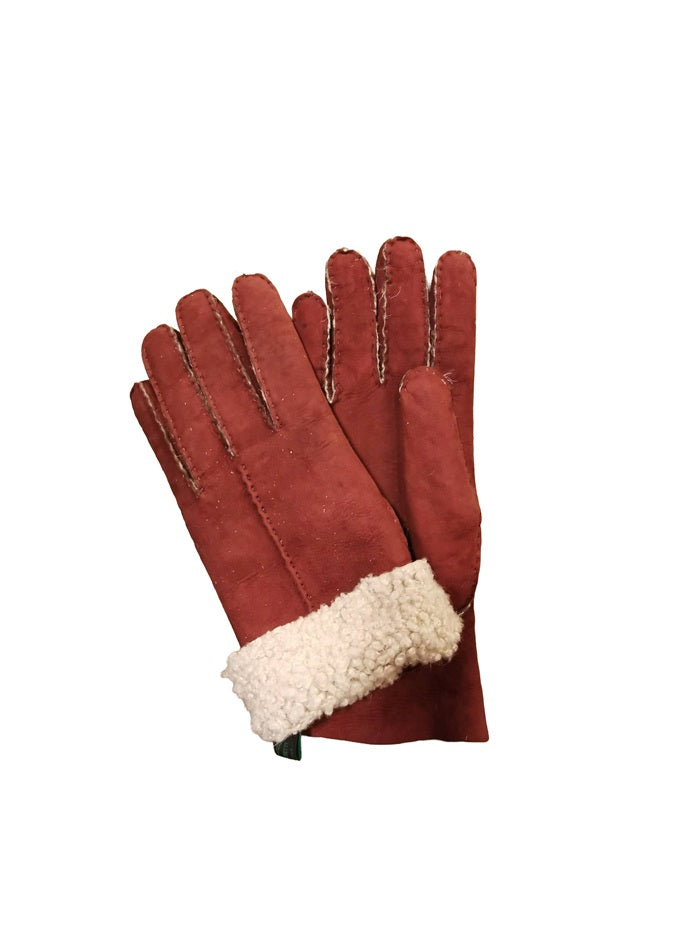 Guanto donna in camoscio e lana merinos Pelletteria Allegrini g307 bordeaux