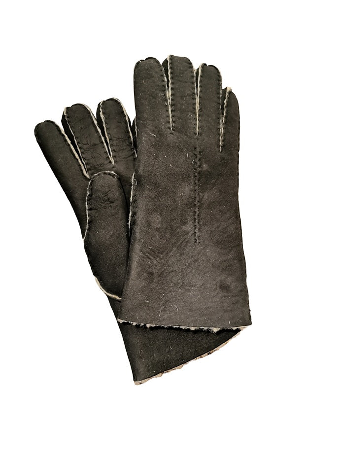 Guanto donna in camoscio e lana merinos Pelletteria Allegrini g307 nero