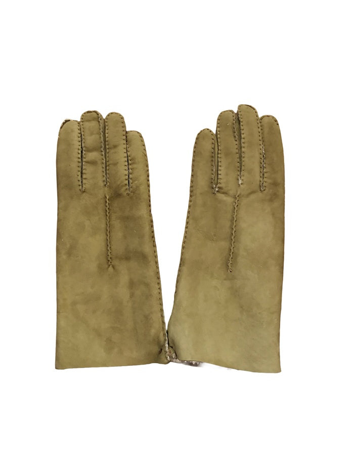Women's suede and merino wool glove, Allegrini G307, green leather goods