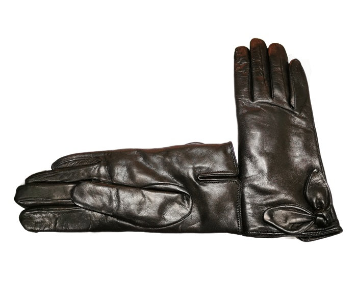 Guanto donna in pelle con nodo sul polso Pelletteria Allegrini Filippo G4275 Nero