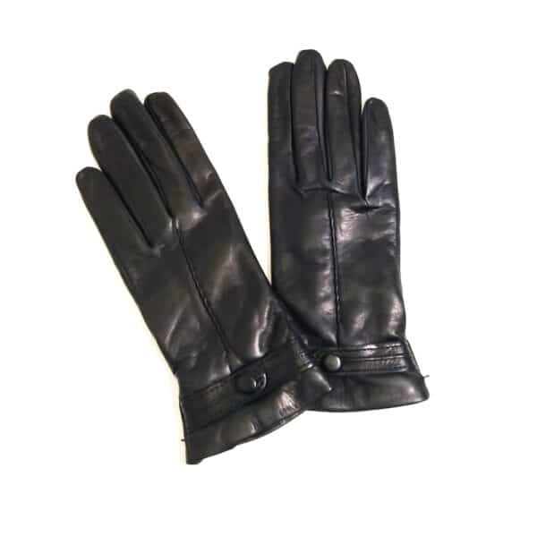 Women's leather glove with button, Allegrini G4656, black