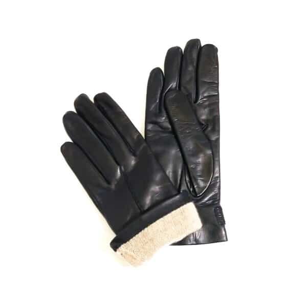 Women's leather glove with button, Allegrini G4656, black