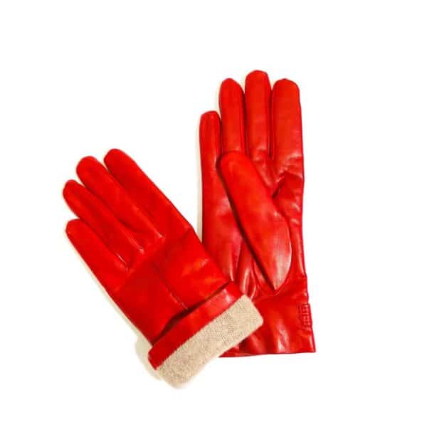 Guanto donna in pelle con bottoncino pelletteria allegrini g4656 rubino