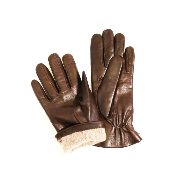 Guanto donna in pelle con bottoncino Pelletteria Allegrini g4656 testa di moro