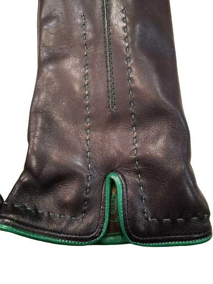 Guanto donna in pelle con dettaglio cuciture Pelletteria Allegrini G4758 Blu/Verde