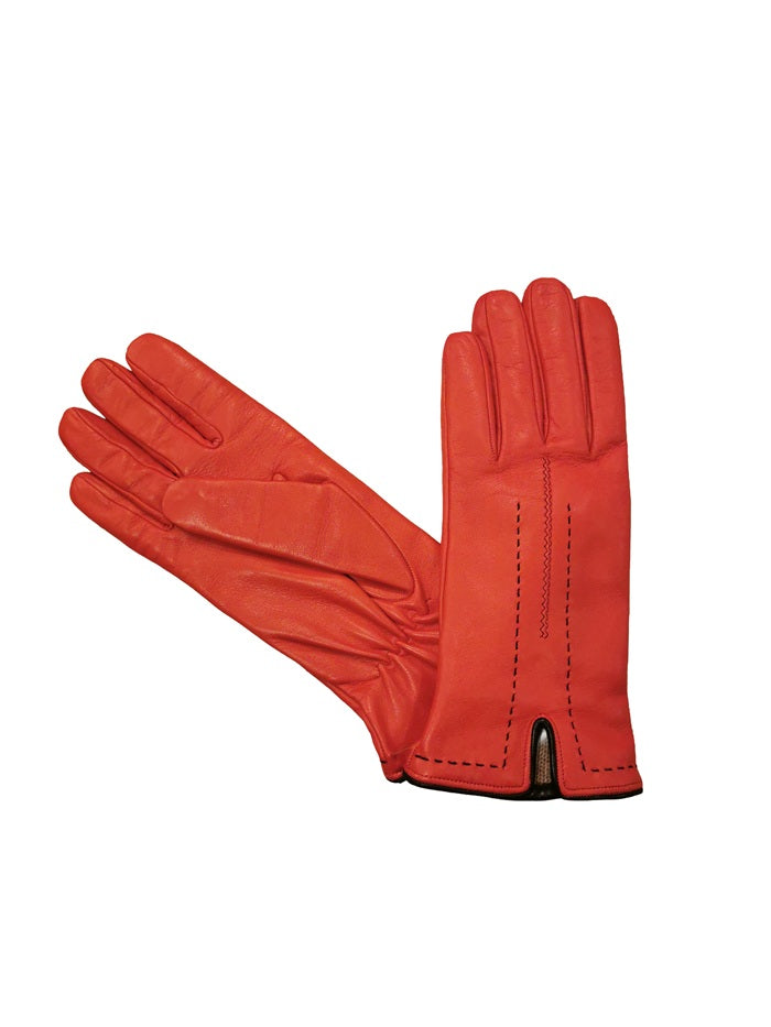 Guanto donna in pelle con dettaglio cuciture Pelletteria Allegrini G4758 rosso/nero