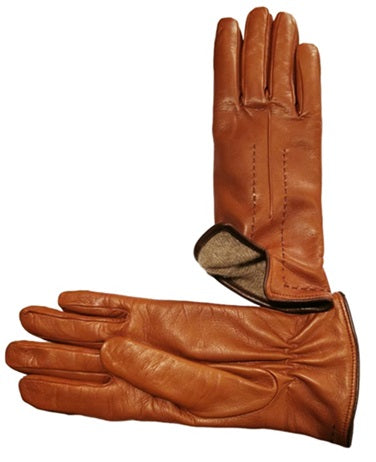 Guanto donna in pelle con dettaglio cuciture Pelletteria Allegrini G4758 tabacco/testa di moro